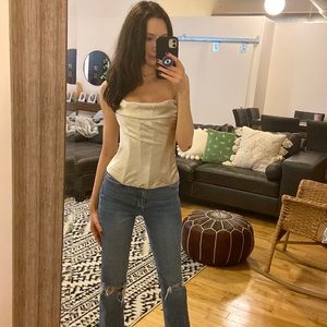 Gold silky corset top